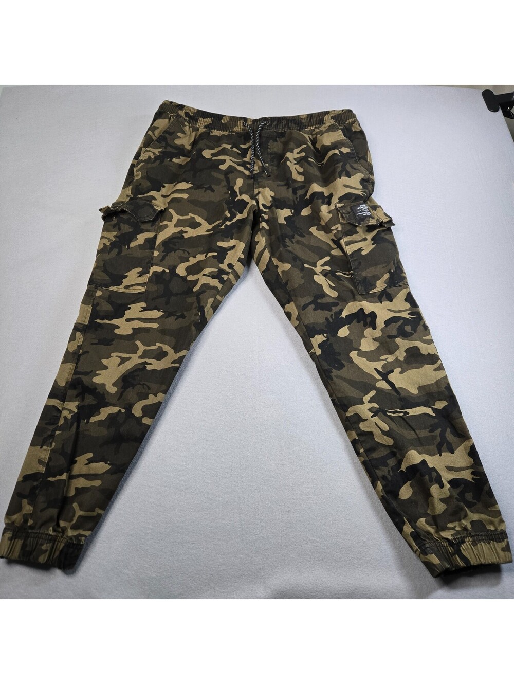 Tony Hawk Mens XL Camo Cargo Pants Joggers Green Stretch Skate Gorpcore Casual